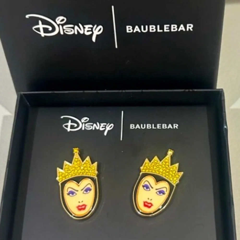 Disney nwt BaubleBar evil Queen Earrings - Gold and Purple